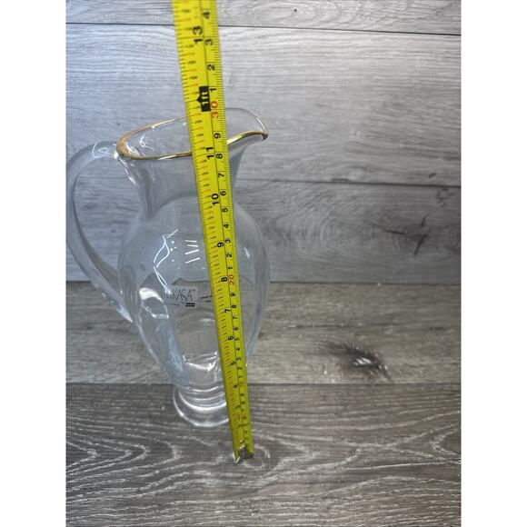 MIKASA Crystal JAMESTOWN GOLD Trim Pitcher 11” Tall - Picture 5 of 8